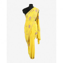 Paisley Chinar Hand Embroidered Summer Crepe Saree