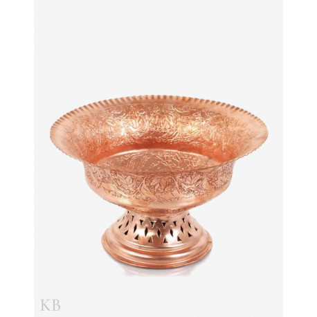 Chinar Etched Copper Kashmiri Eating Pot Thaalban