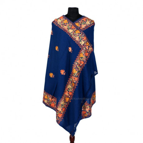Dark Blue Color Embroidered Shawl