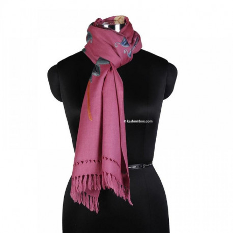 Floral Thulian Pink Thardar Woolen Stole