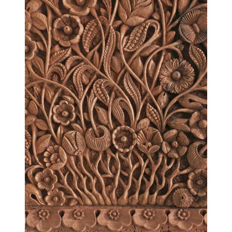 Poshdaar Carved Walnut Wood Wall Plate