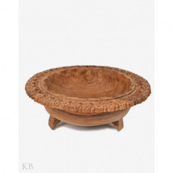 Hand Engraved Floral Walnut Wood Bowl