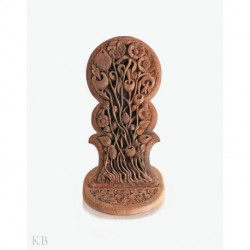 Floral Vine Walnut Wood Decorative Stand