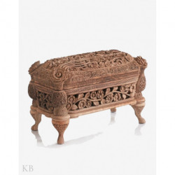 Floral Carved Walnut Wood Precious Jewelry Box