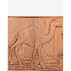 Desert Life Engraved Walnut Wood Wall Panel