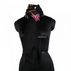 Floral Black Thardar Woolen Stole