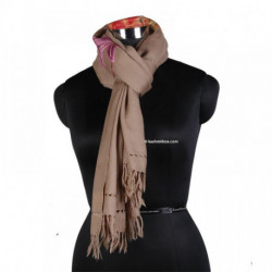 Floral Tan Brown Thardar Woolen Stole