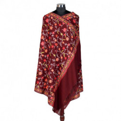 Pure Woolen Maroon Shawl Jaali Type