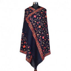 Pure Woolen Deep Blue Shawl Jaali Type