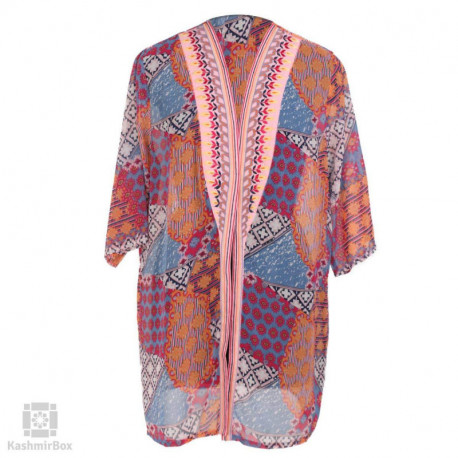 Pastel Pink Printed Embroidered Georgette Shrug