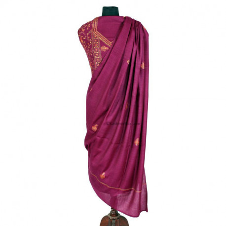 Sozni Embroidered Full Length Magenta Woolen Suit