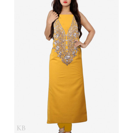 Yellow Tilla Embroidered Cotton Suit