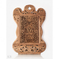 Floral Emblem Walnut Wood Wall Plate
