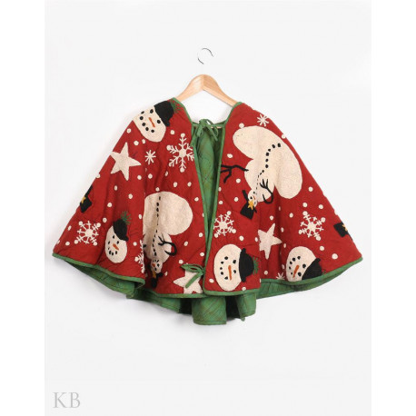Christmas Themed Crewel Kari Cotton Poncho