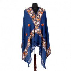 Royal Blue Aari Embroidered Woolen Shawl
