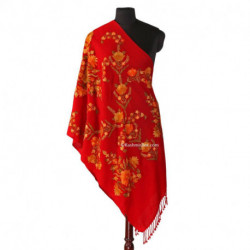 Embroidered Red Floral  Stole
