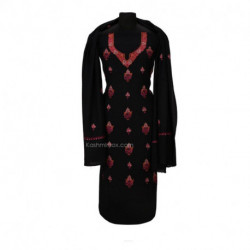 Black Bootidar Sozni Woolen Suit