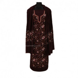 Brown Floral Sozni Woolen Suit