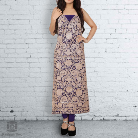 Eggplant Purple Flowery Tilla Embroidered Silk Suit
