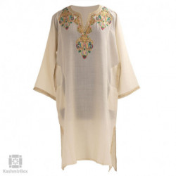 White Cordate Tilla Embroidered Wool Phiran