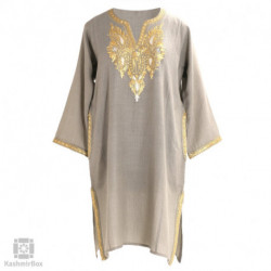 Coin Grey Vine Tilla Embroidered Wool Phiran