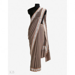 Gray Paisley Silver Tilla Embroidered Pashmina Saree