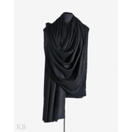 GI Midnight Black Solid Pashmina Shawl