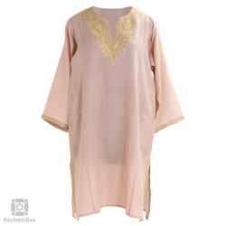 Egg Shell Cream Paisley Tilla Embroidered Wool Phiran