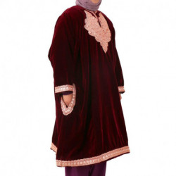 Maroon Velvet Golden Tilla Phiran