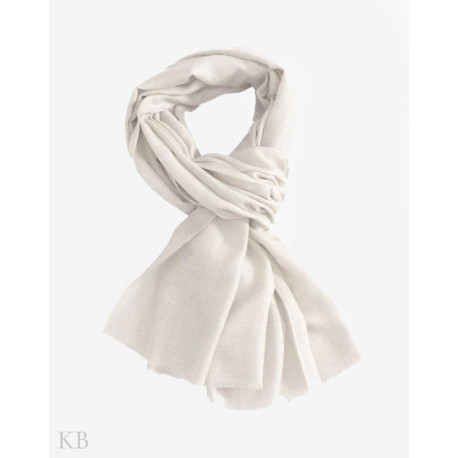 GI Certified Pure White Cashmere Pashmina Stole