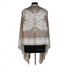 White Embriodered Butterfly Woolen Stole