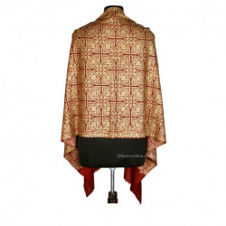 Golden Embriodery Maroon Woolen Stole