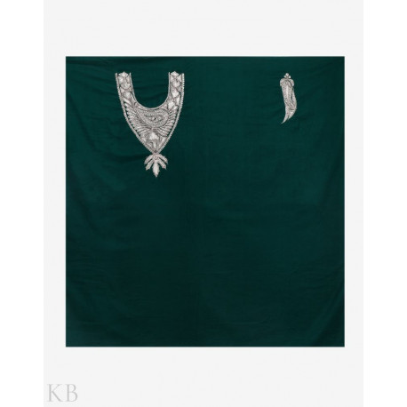 Green Unstitched Velvet Phiran